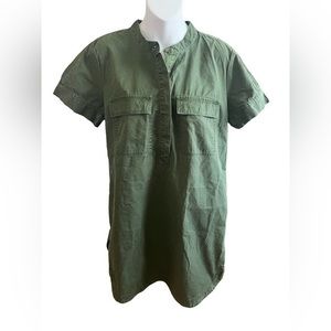J. Crew Vintage Army Green shirt short Sleeve mini dress size 10‎